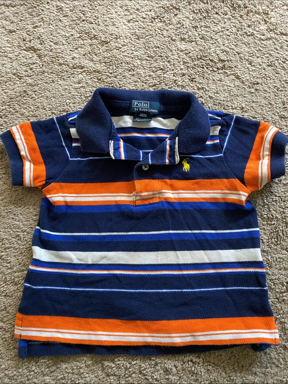 Polo by Ralph Lauren Navy, Orange & White Striped Polo Shirt